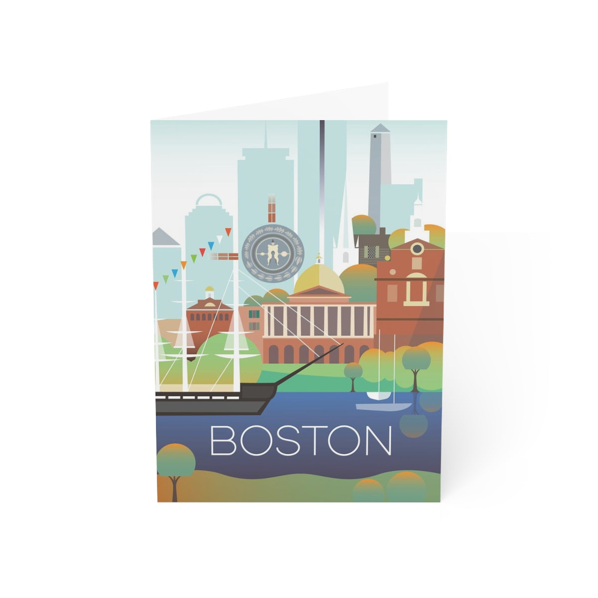 Boston Folded Matte Notecards + Envelopes (10pcs)