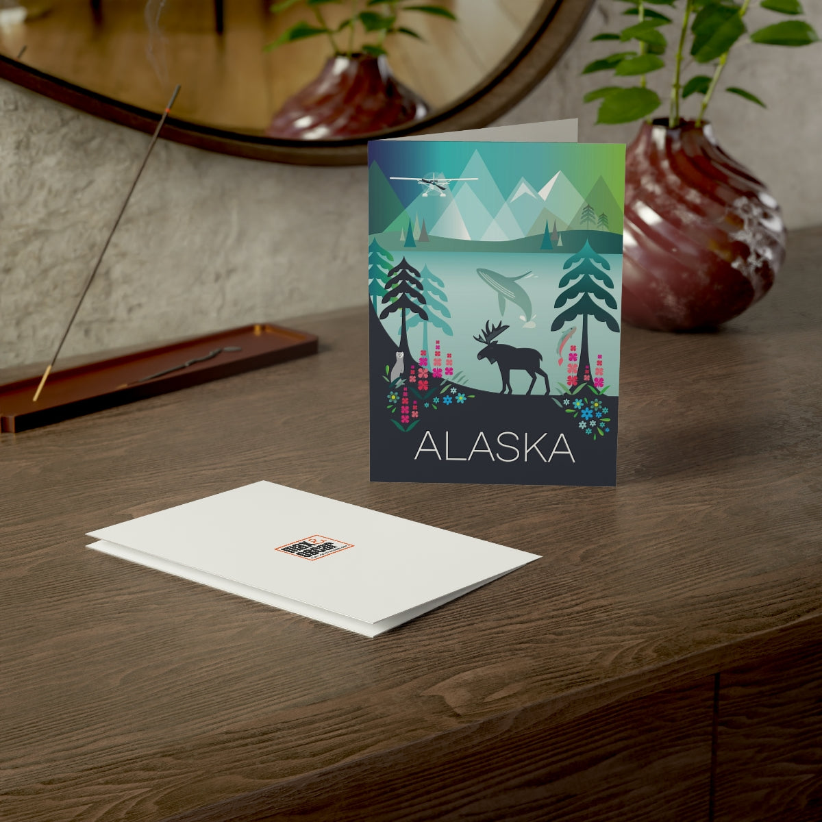 Cartes de notes mates pliées Alaska + enveloppes (10 pièces)