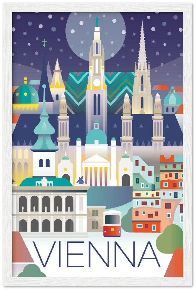Vienna Premium Matte Paper Wooden Framed Poster