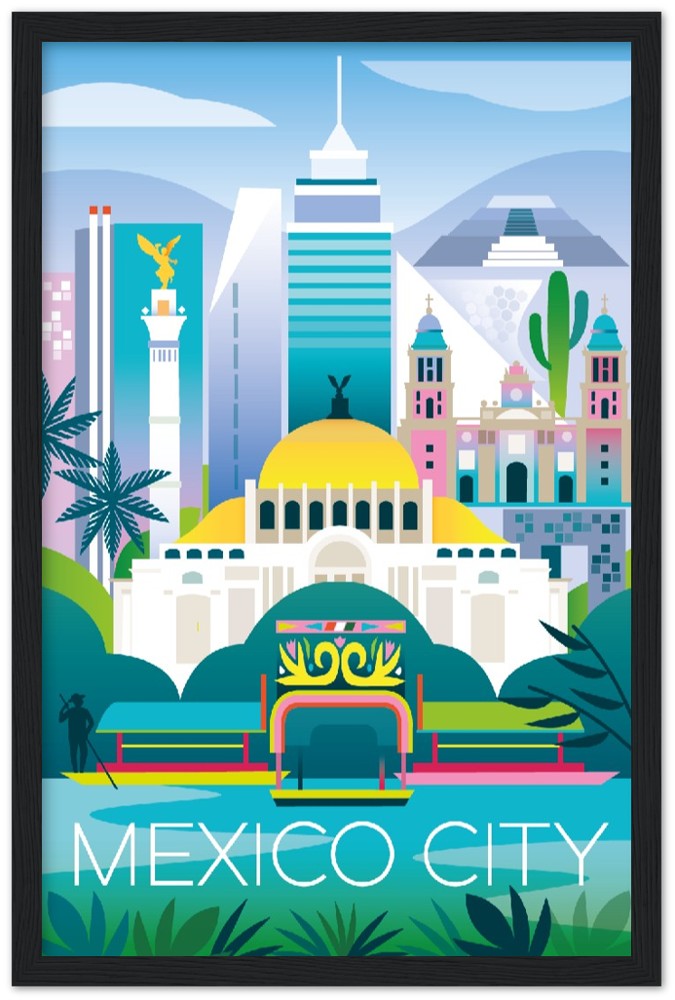 Mexico City Premium Matte Paper Wooden Framed Poster
