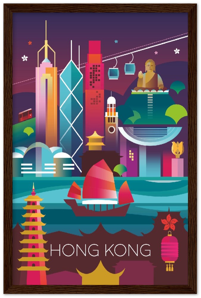Hong Kong Premium Matte Paper Wooden Framed Poster