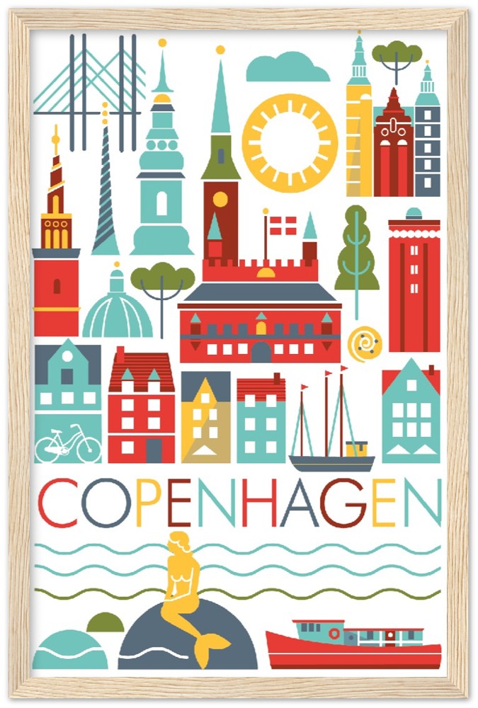 Copenhagen Scandi Premium Matte Paper Wooden Framed Poster