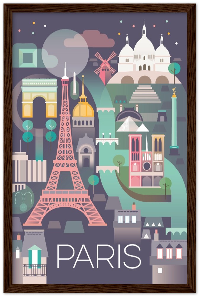Paris Premium Matte Paper Wooden Framed Poster