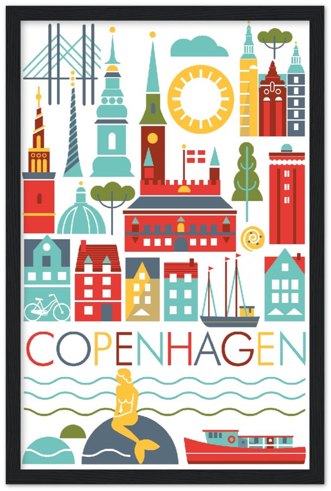 Copenhagen Scandi Premium Matte Paper Wooden Framed Poster