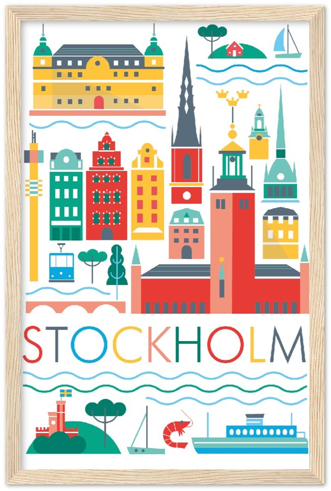 Stockholm Scandi Premium Matte Paper Wooden Framed Poster