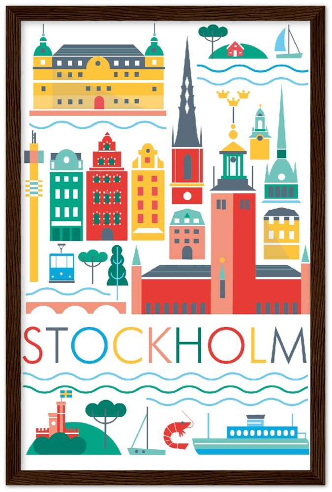 Stockholm Scandi Premium Matte Paper Wooden Framed Poster