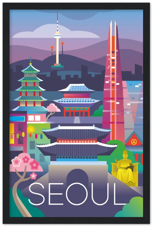 Seoul Premium Matte Paper Wooden Framed Poster
