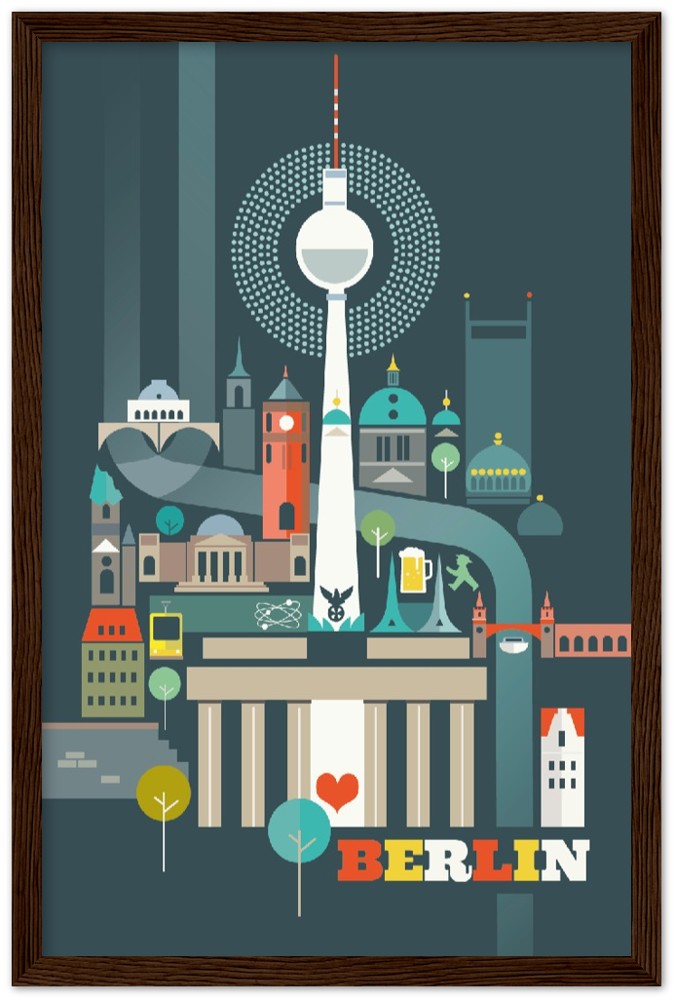 Berlin Premium Matte Paper Wooden Framed Poster