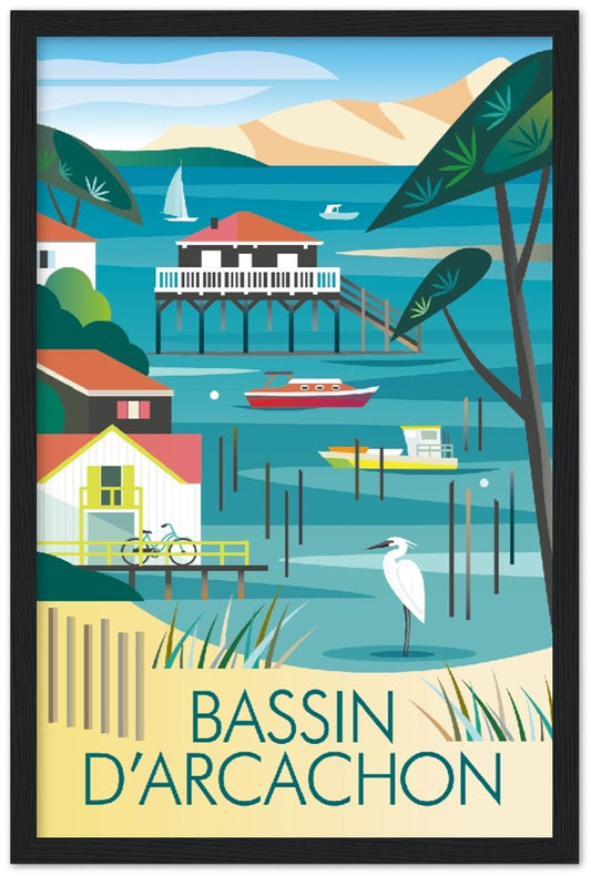 Bassin D'Arcachon Premium Matte Paper Affiche encadrée en bois