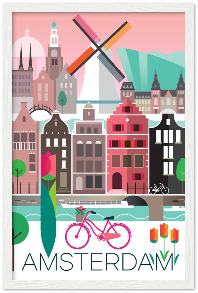 Amsterdam Premium Matte Paper Wooden Framed Poster