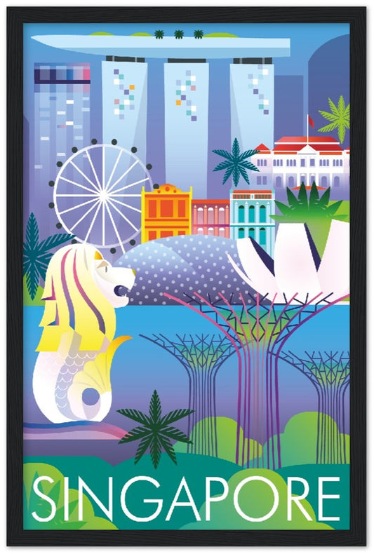 Singapore Premium Matte Paper Wooden Framed Poster