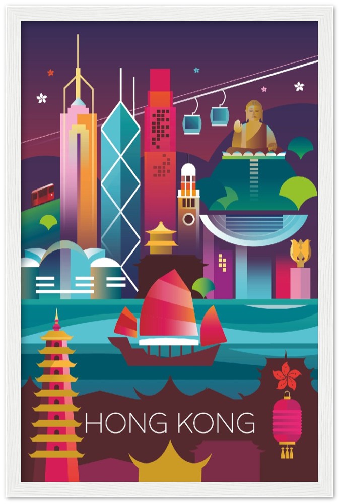 Hong Kong Premium Matte Paper Wooden Framed Poster