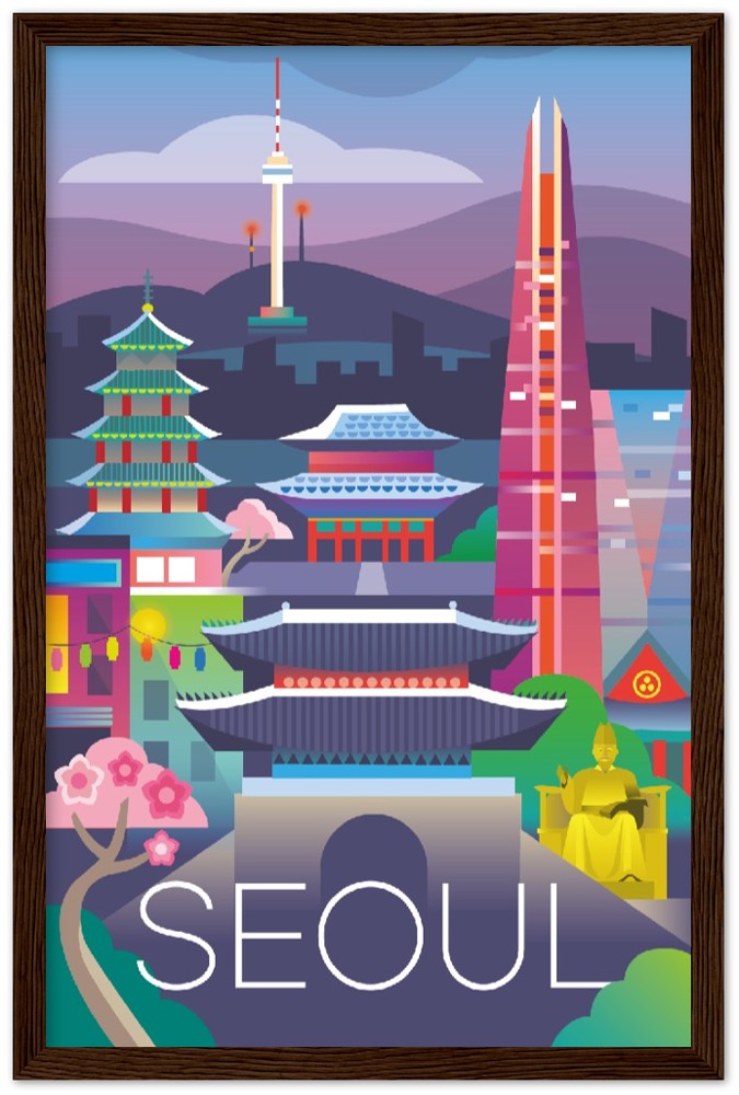 Seoul Premium Matte Paper Wooden Framed Poster