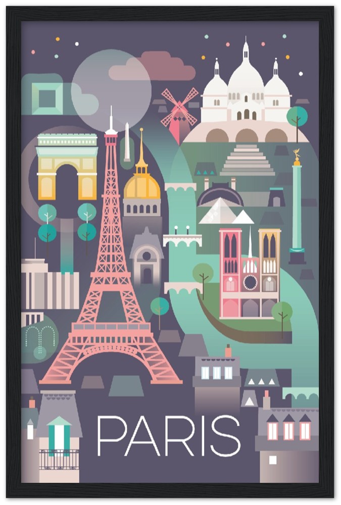 Paris Premium Matte Paper Wooden Framed Poster