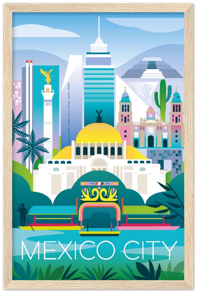 Mexico City Premium Matte Paper Wooden Framed Poster