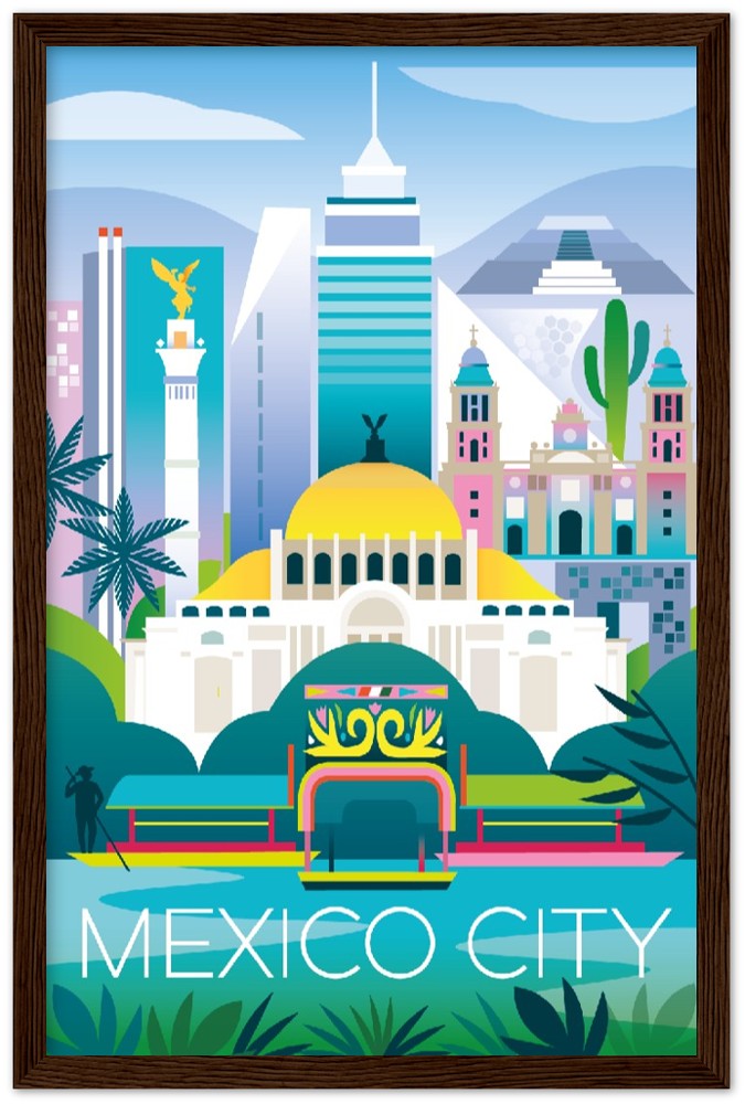 Mexico City Premium Matte Paper Wooden Framed Poster